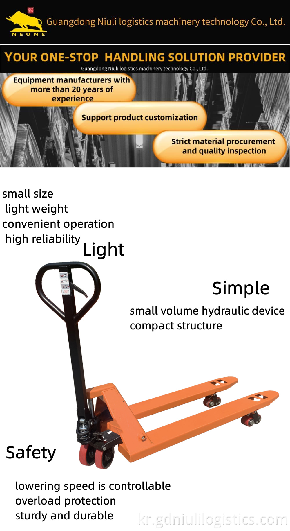 Hydraulic Manual Forklifts Hand Pallet truck